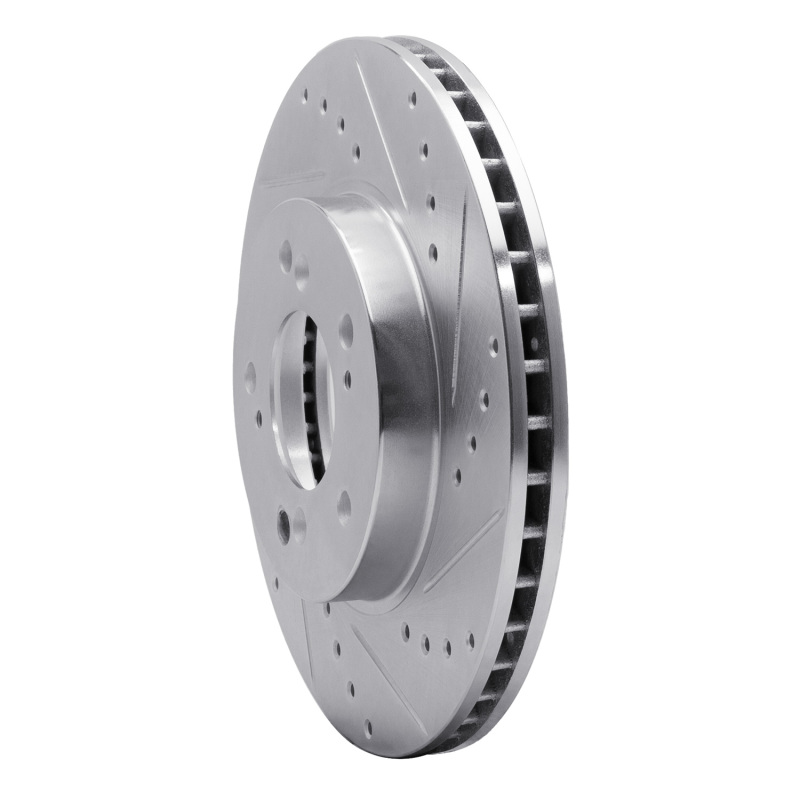 Acura Integra Brake Rotor (1) - Front Right - R1 Concepts - Drilled & Slotted - Silver - `91-`01